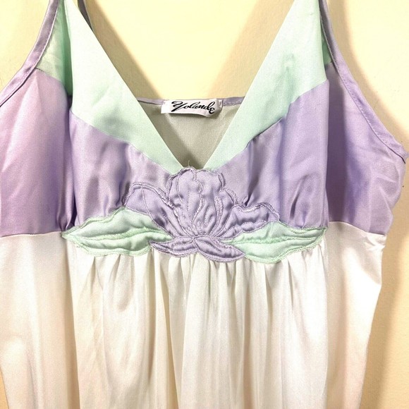 Yolande Womens Nightgown S Maxi Lingerie Sleepwear Flower White Multi Color Vtg - Picture 5 of 8